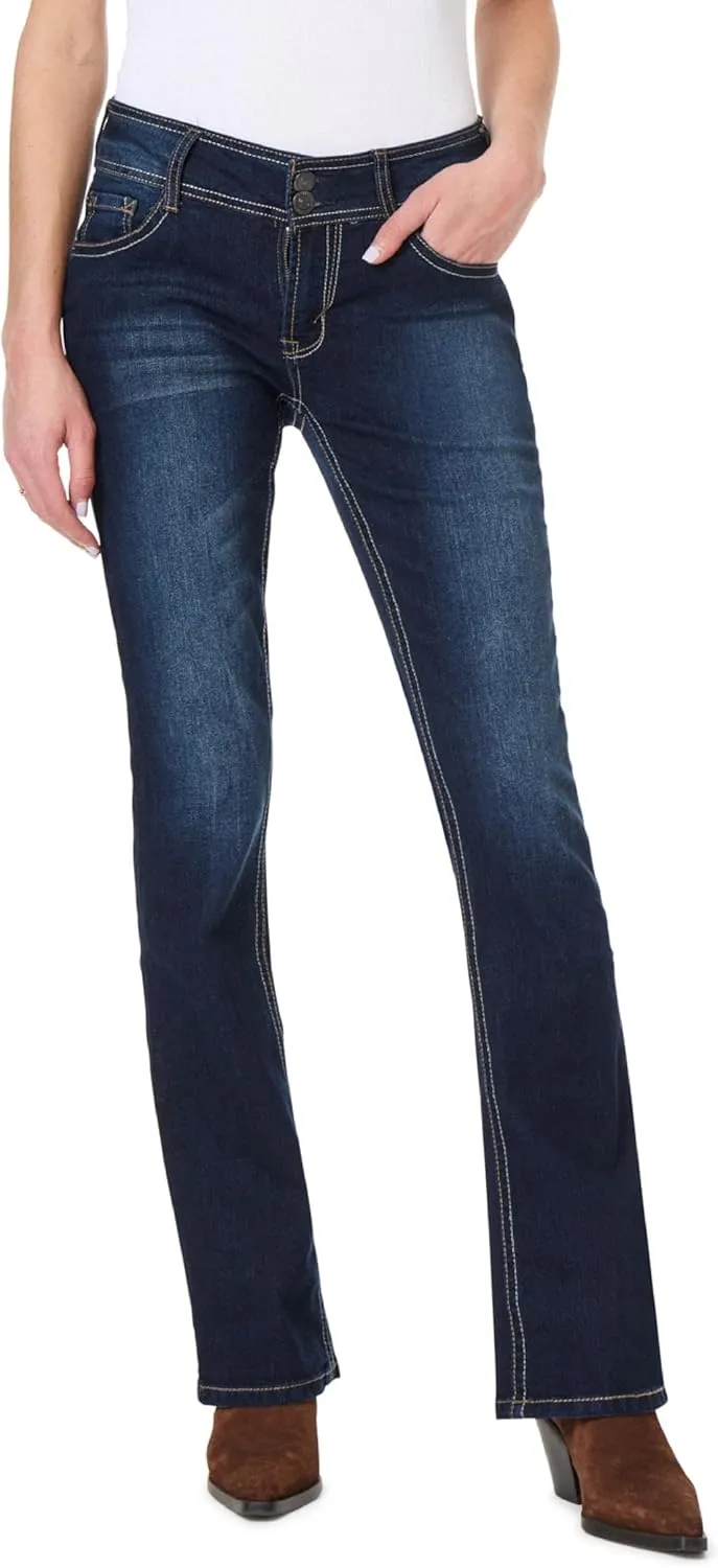 WallFlower Luscious Curvy Bootcut Jeans for Women Mid-Rise Insta Stretch Denim in Petite, Midsize, Plus Size, Juniors Jeans