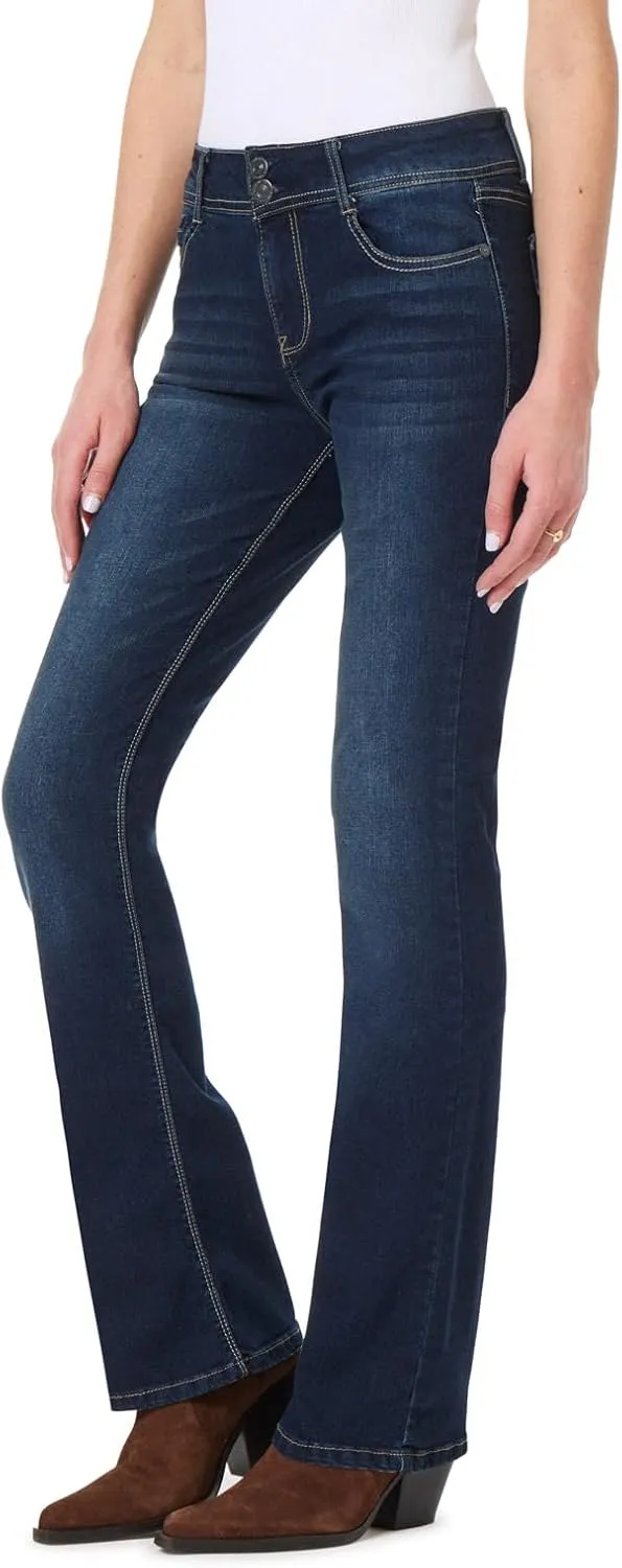 WallFlower Luscious Curvy Bootcut Jeans for Women Mid-Rise Insta Stretch Denim in Petite, Midsize, Plus Size, Juniors Jeans