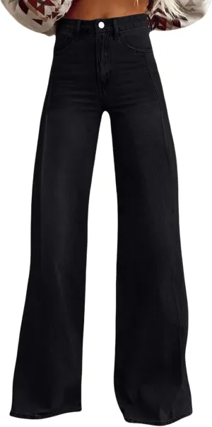 Wide Leg Jeans for Womens High Waisted Jean with Pockets Baggy Denim Pants Loose Boyfriend Casual Pant