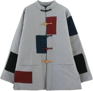 Winter Chinese Single-breasted cotton-padded jacket ethnic men cotton padded stand collar buckle Coat