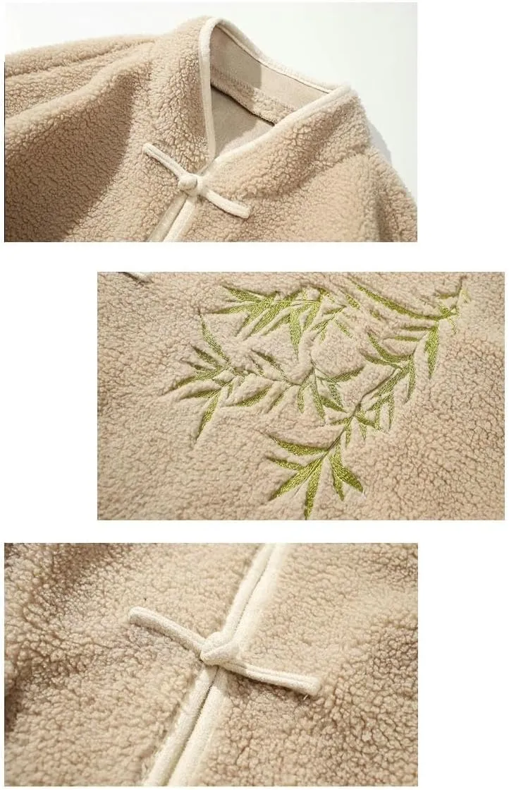 Winter Jackets Men Chinese Style Embroidery Buckle Thick Warm Cotton Padded Coat