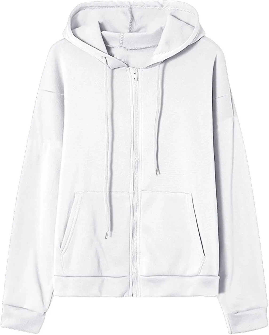 Women 2023 Sweatshirt Jackets Casual Long Sleeve Hoodies Full Zip Solid Cardigan Coats Outerwear with Pockets