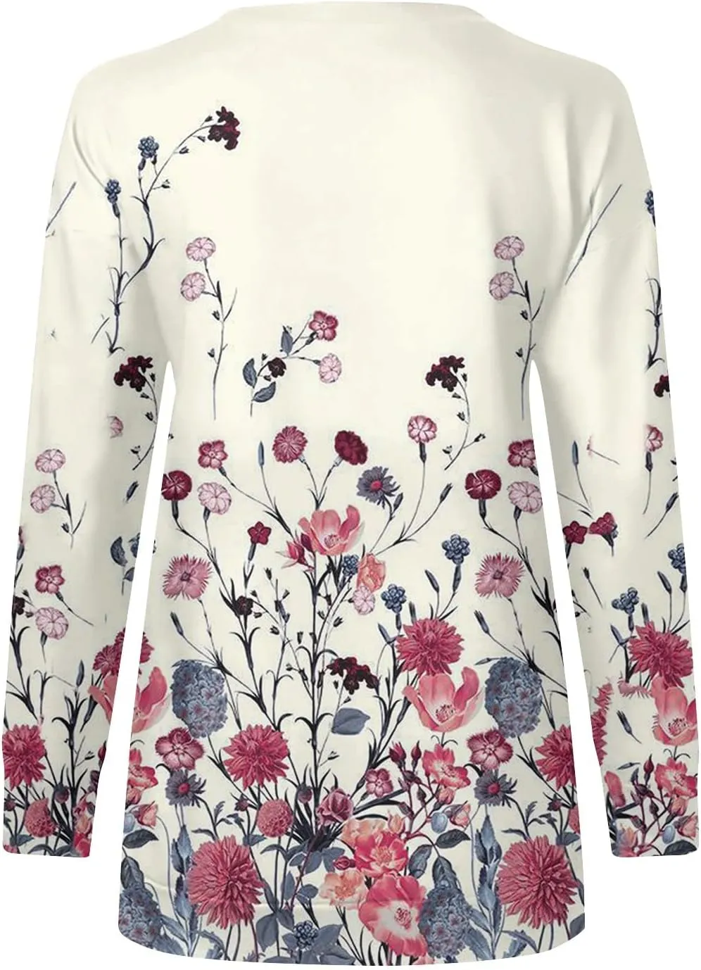 Women Floral Print Crew Neck Half Zip Long Sleeve Sweatshirt 2024 Casual Long Sleeve Tops Loose Fall Clothes