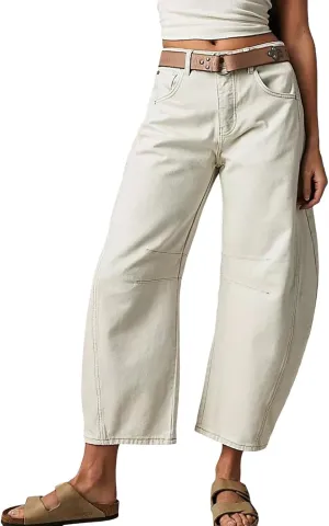 Women Linen Blend Summer Split Flowy Pants High Waist Wide Leg Slim Fit Trousers Work Business