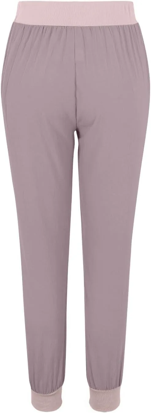 Women Linen Blend Summer Trendy Pants Elastic Waisted Baggy Stretchy Loose Fit Trousers Office