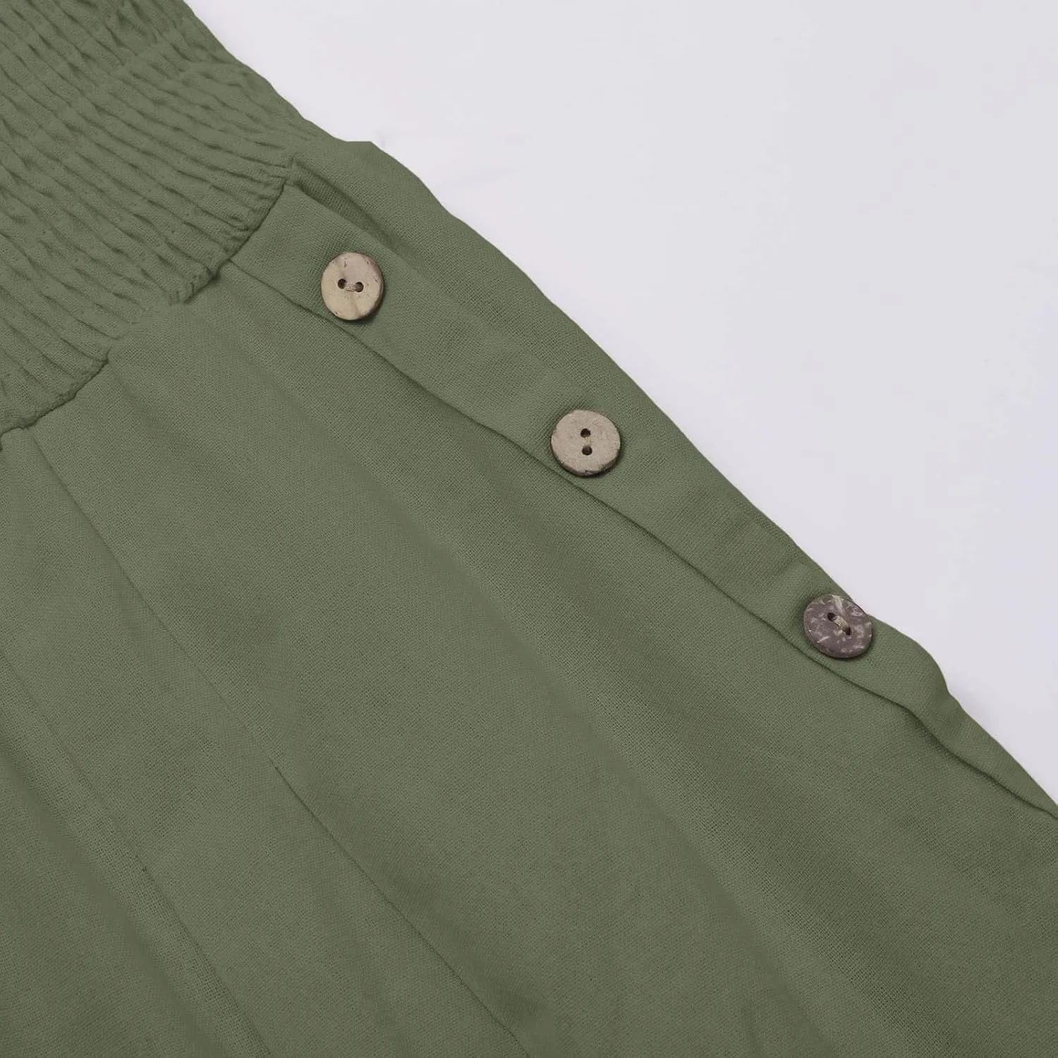 Women Linen Palazzo Pants 2024 Summer Casual Loose Beach Wide Leg Elastic High Waist Travel Lounge Pants with Pockets