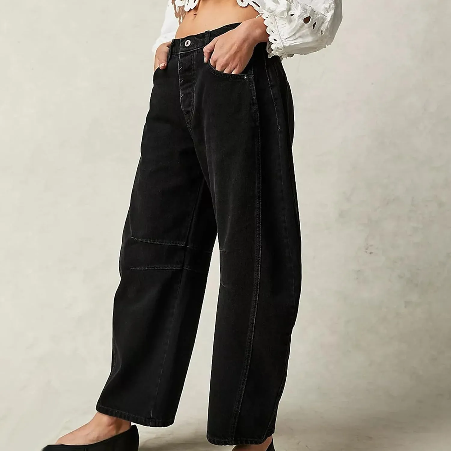 Women Linen Summer Split Flowy Palazzo Pants Low Waist Ankle Length Slim Fit Palazzo Pants Business Work