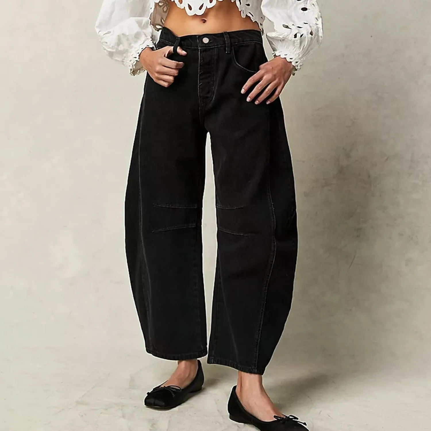 Women Linen Summer Split Flowy Palazzo Pants Low Waist Ankle Length Slim Fit Palazzo Pants Business Work