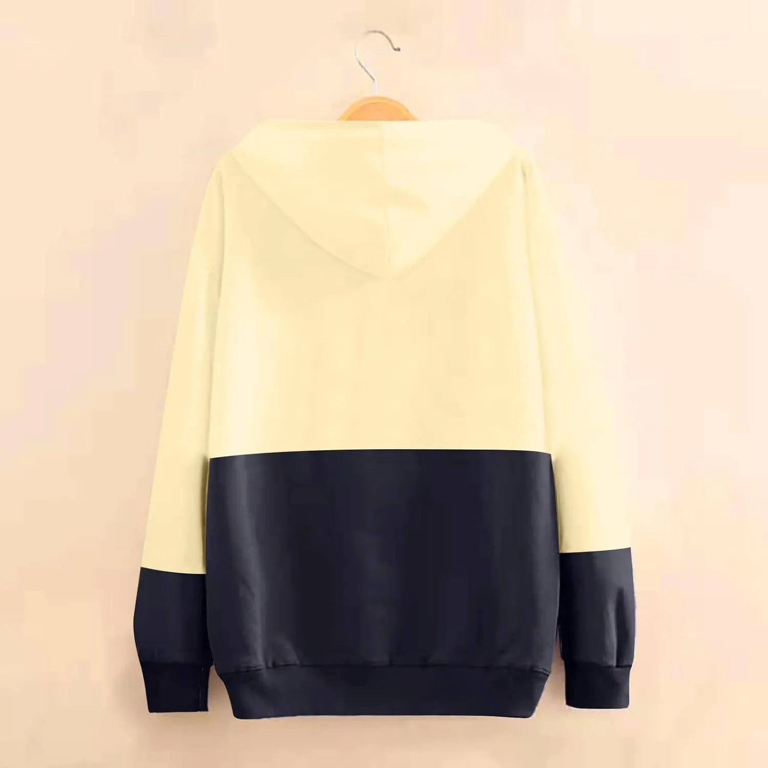 Women Long Sleeve Hoodies Kawaii Cartoon Cute Cat Graphic Color Block Hooded Sweatshirt Top Oversized Casual Pullover