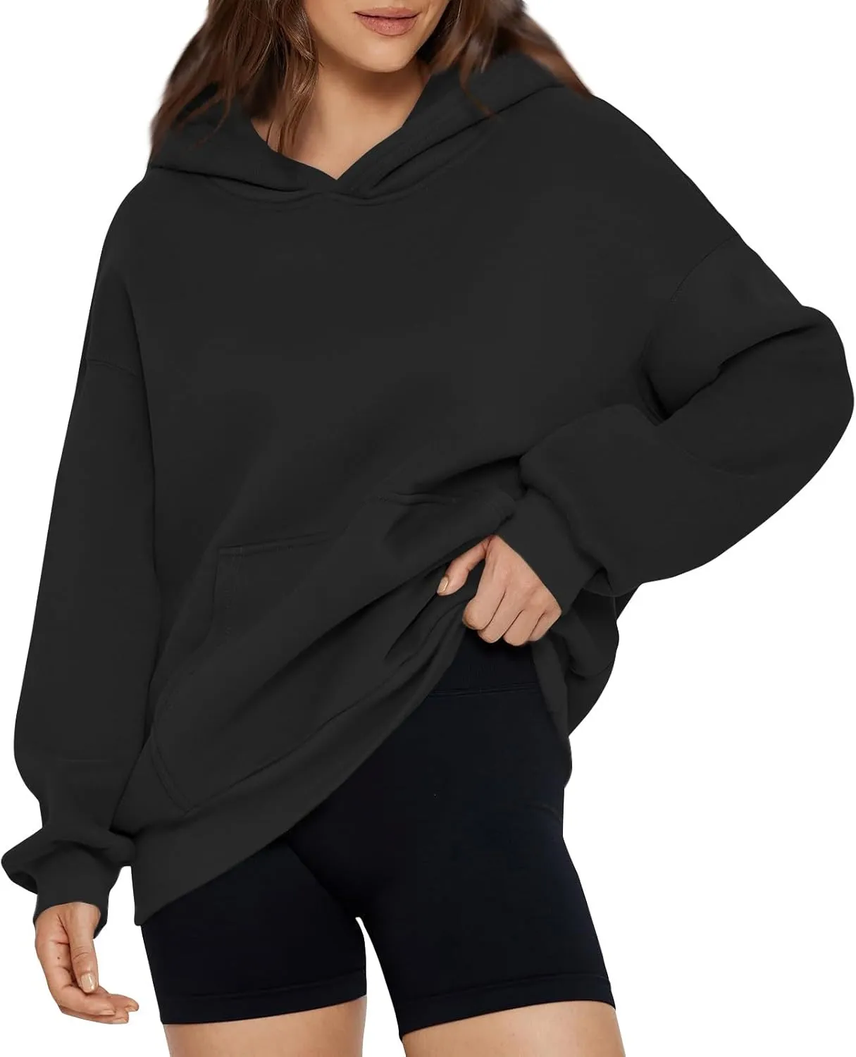Women Oversized Hoodie Fleece Y2K Hoodie with Kangaroo Pockets Casual Fall Sweatshirts Long Sleeve Preppy Sweatshirt
