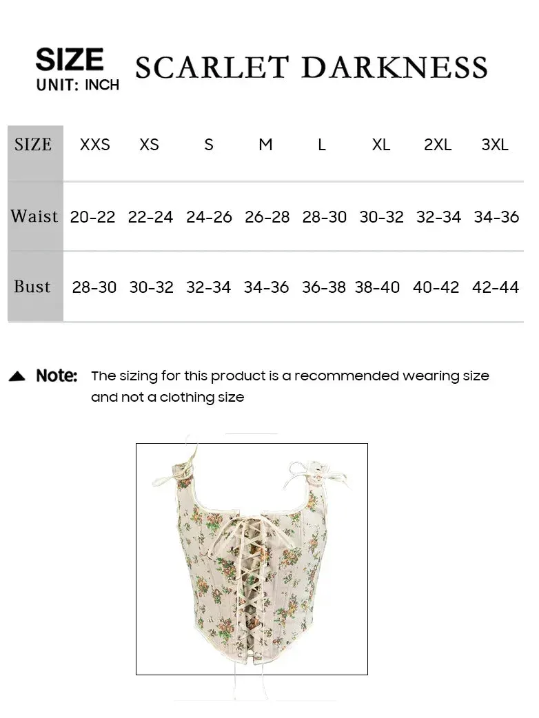 Women Pastoral Renaissance Green Floral Corset