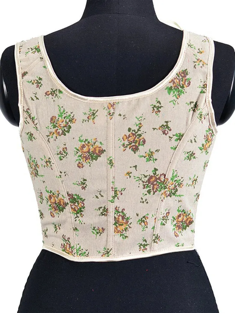 Women Pastoral Renaissance Green Floral Corset