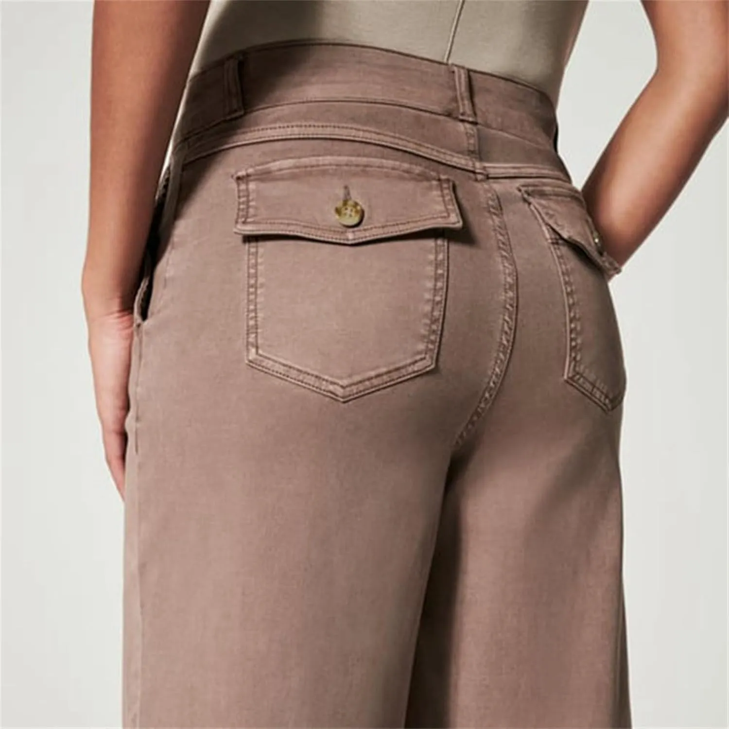 Women Stretch Twill Cropped Wide Leg Dress Pants High Waist Casual Palazzo Trousers Baggy Business Work Trousers Long