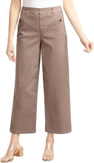 Women Stretch Twill Cropped Wide Leg Dress Pants High Waist Casual Palazzo Trousers Baggy Business Work Trousers Long