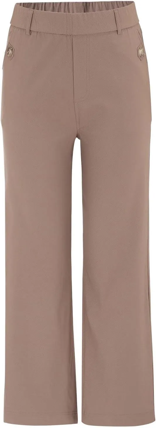 Women Stretch Twill Cropped Wide Leg Dress Pants High Waist Casual Palazzo Trousers Baggy Business Work Trousers Long