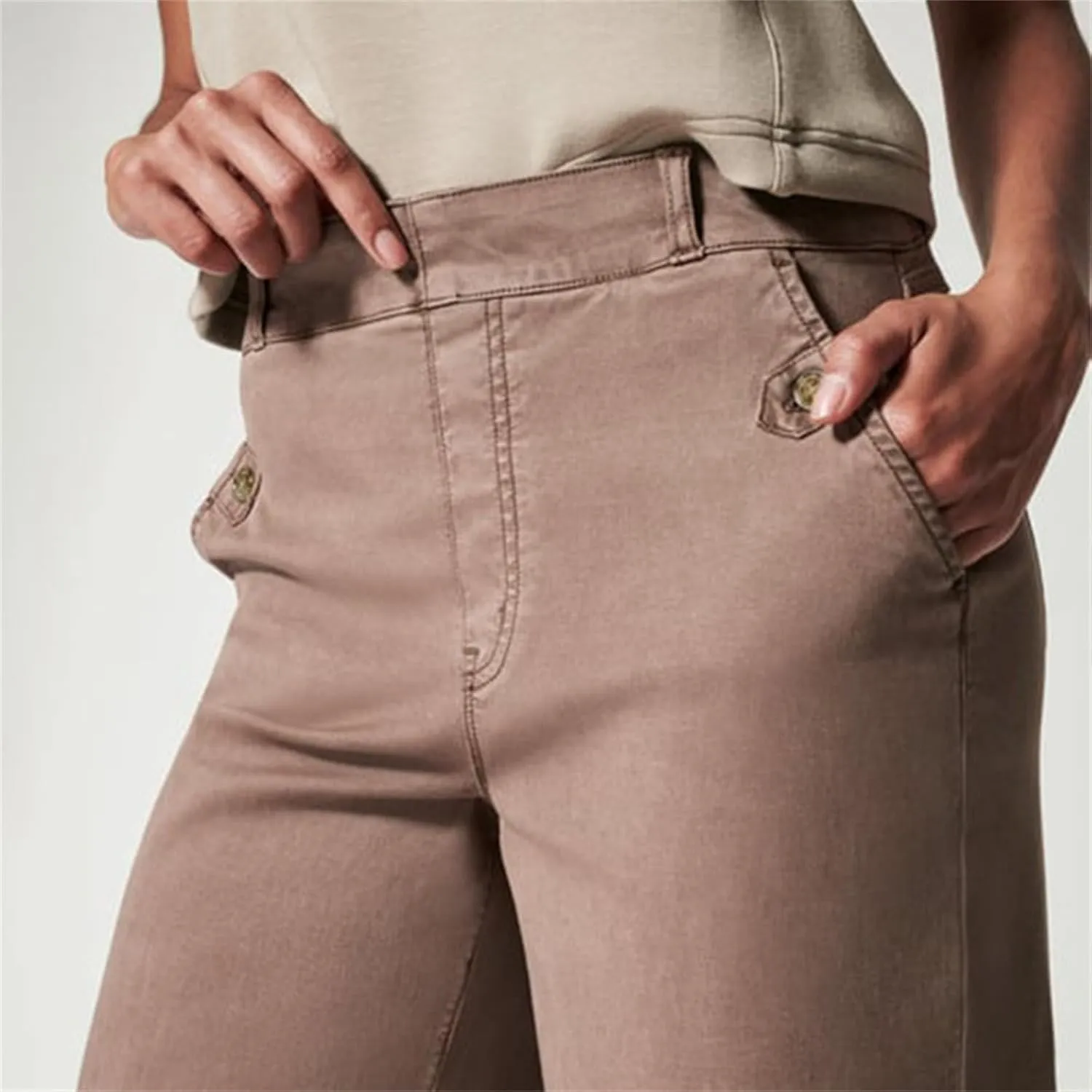 Women Stretch Twill Cropped Wide Leg Dress Pants High Waist Casual Palazzo Trousers Baggy Business Work Trousers Long