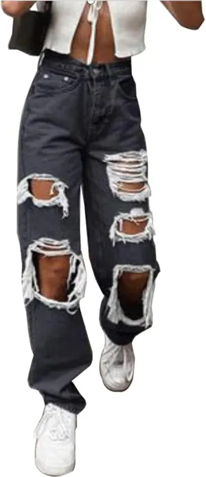Women Wide Leg Jeans Baggy High Waist Denim Jeans Boyfriend Loose Vintage Straight Trousers Cargo Pants Streetwear