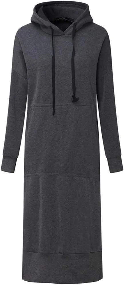 Women Winter Warm Hooded Hoodie Baggy Pullover Oversize Sweatshirt Long Dress Lightweight Womens Pullover Hoodie