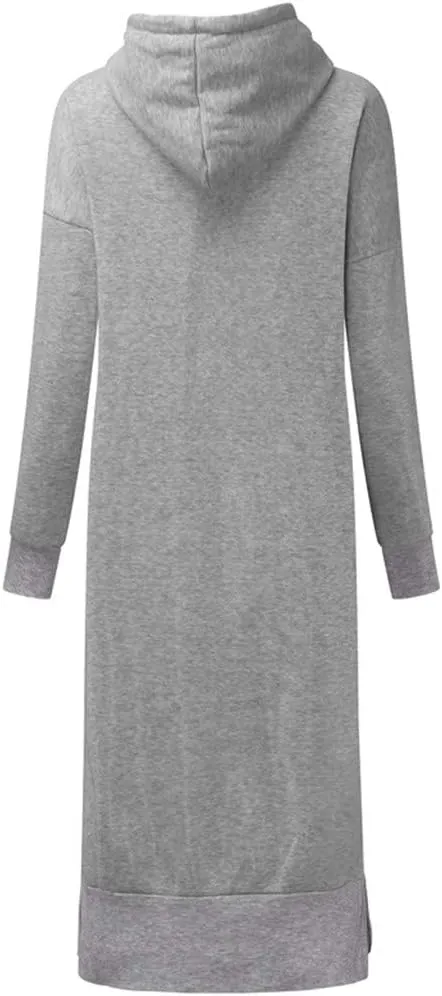 Women Winter Warm Hooded Hoodie Baggy Pullover Oversize Sweatshirt Long Dress Lightweight Womens Pullover Hoodie
