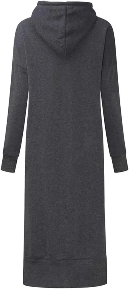 Women Winter Warm Hooded Hoodie Baggy Pullover Oversize Sweatshirt Long Dress Lightweight Womens Pullover Hoodie