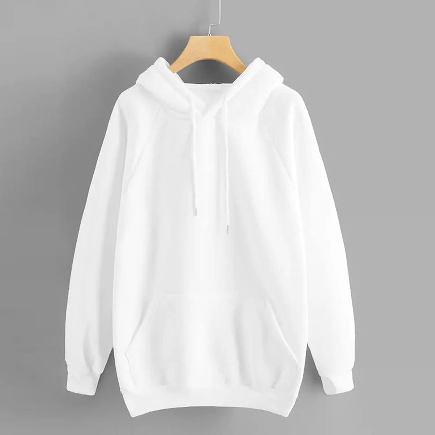Women's Basic Hoodies Long Sleeve Classic Solid Lightweight Pullover Tops Casual Loose Fit Hooded Sweatshirt with Pocket