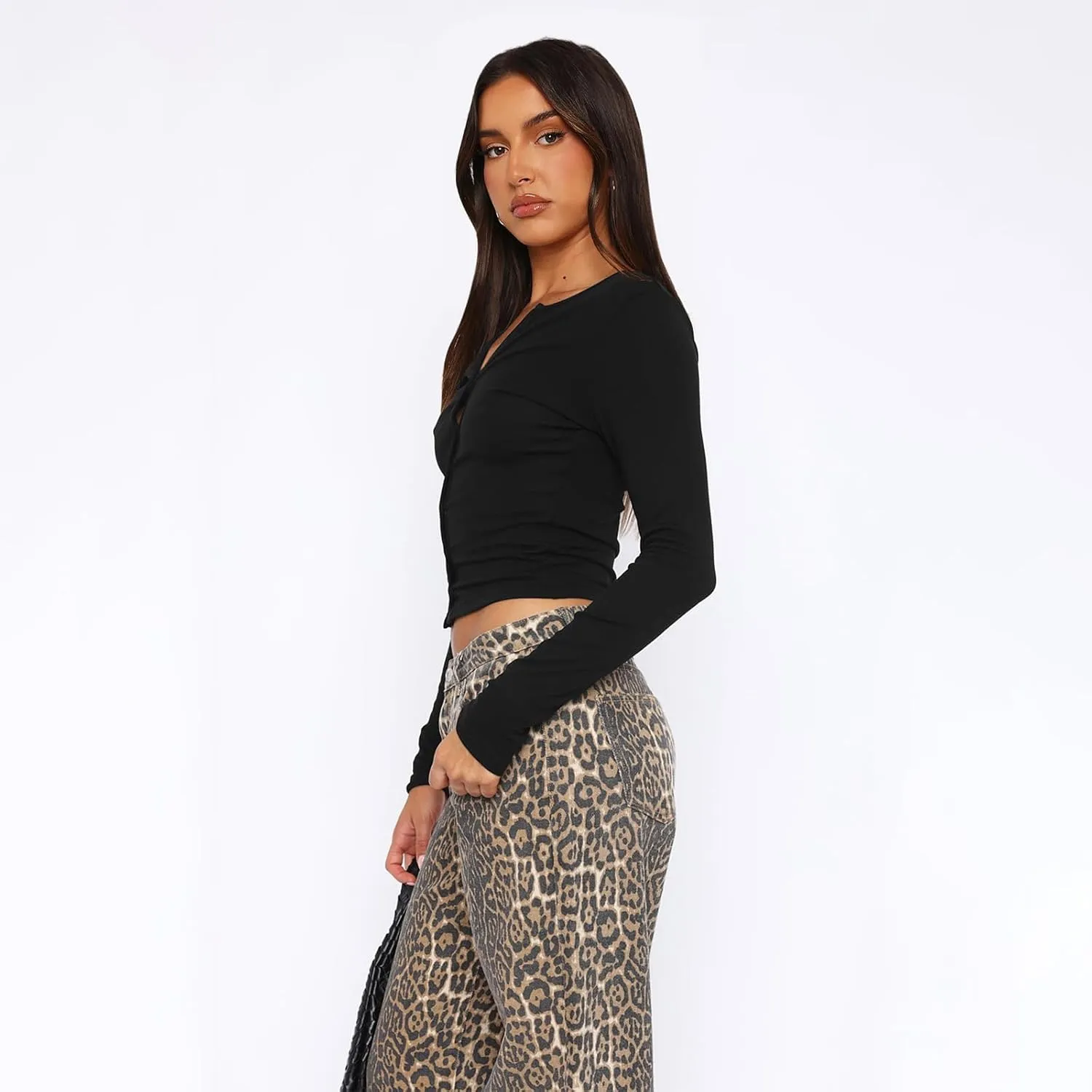 Womens Breathable Slim Fit Cropped Cardigan Button Up Long Sleeve Casual Sexy Basic Shirt Tops Summer