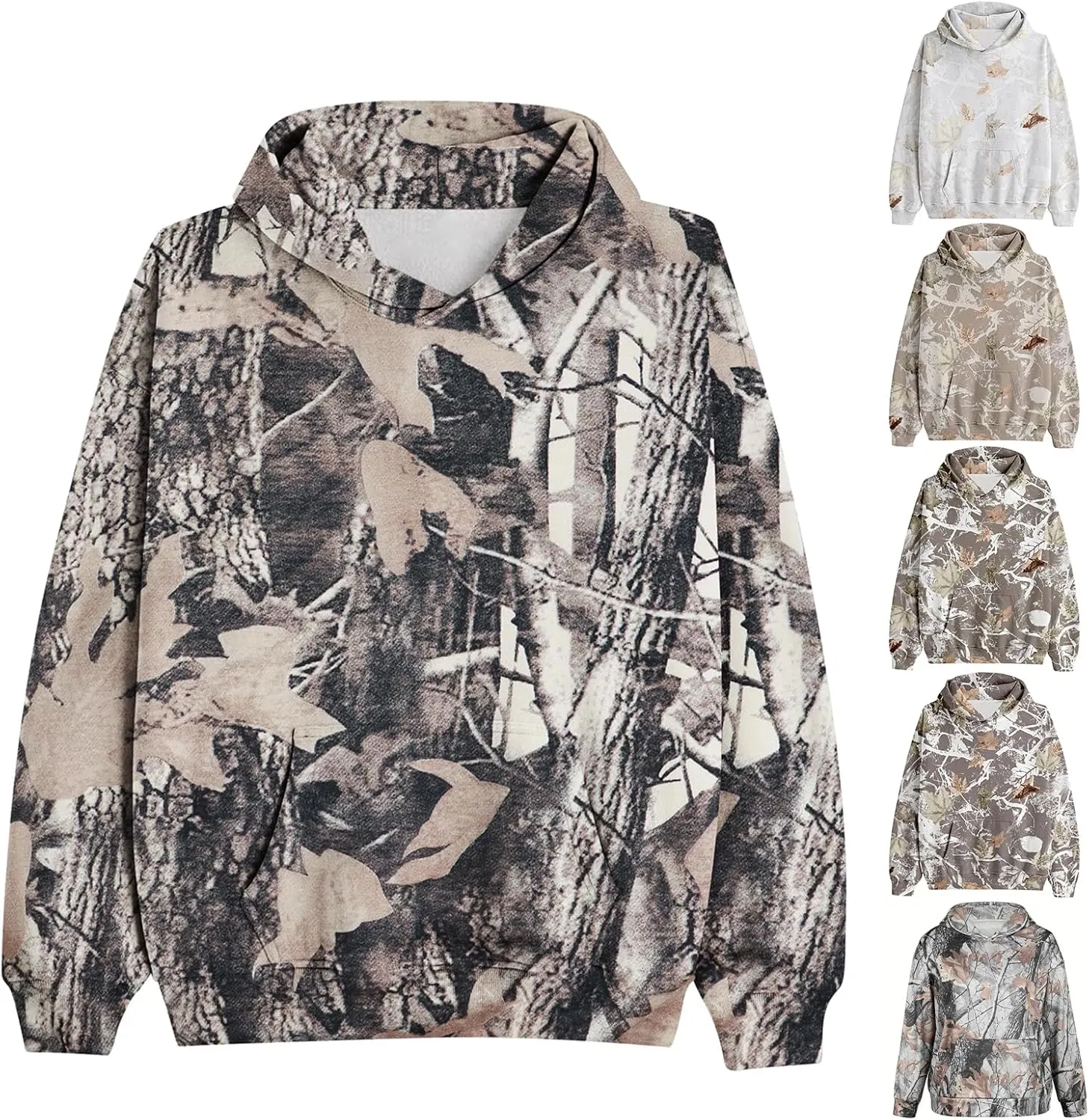 Women's Camo Hoodie Maple Leaf Print Oversized Hooded Sweatshirt Loose Casual Pullover Sweatshirts Long Sleeve Tops