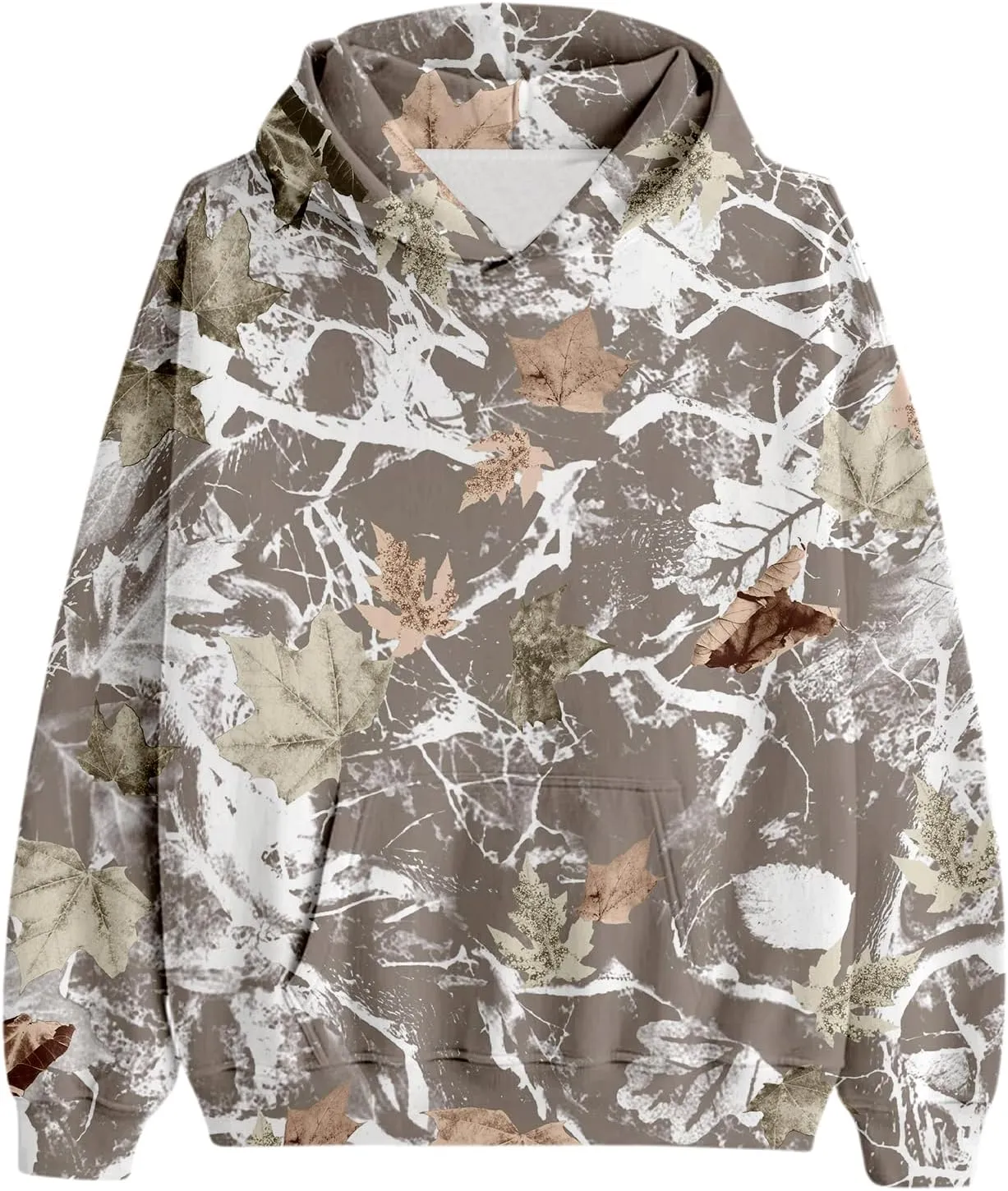 Women's Camo Hoodie Maple Leaf Print Oversized Hooded Sweatshirt Loose Casual Pullover Sweatshirts Long Sleeve Tops