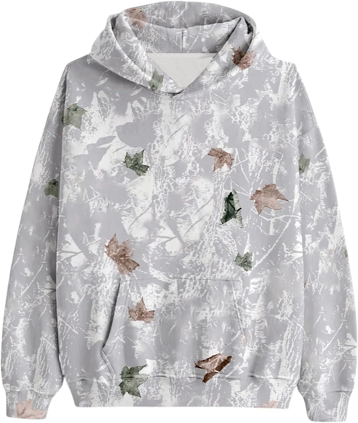 Womens Camo Hoodie Maple Leaf Printed Sweatshirt Oversized Hooded Sweatshirt Fleece Pullover Sweatshirt Trendy Outfits