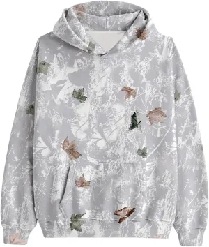 Womens Camo Hoodie Maple Leaf Printed Sweatshirt Oversized Hooded Sweatshirt Fleece Pullover Sweatshirt Trendy Outfits