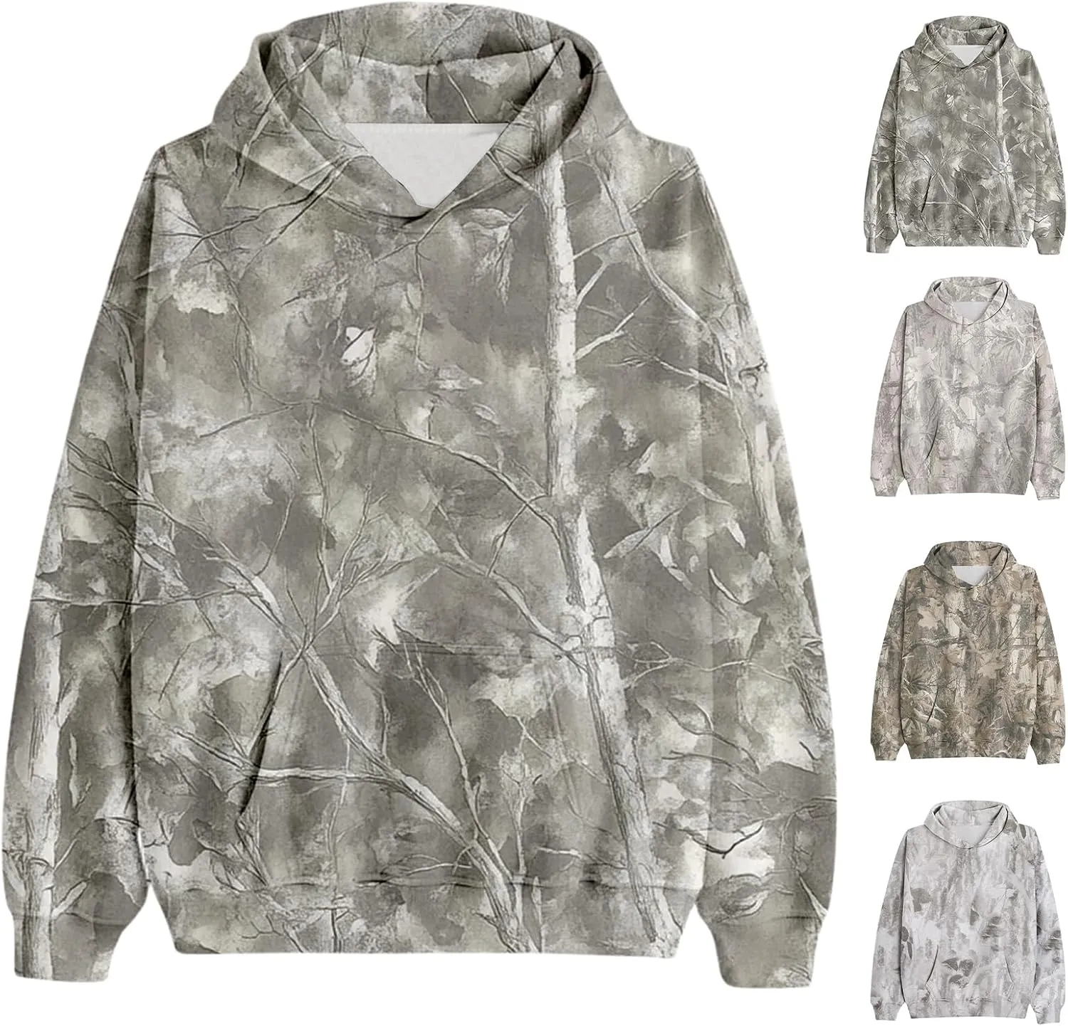 Women's Camo Hoodies Maple Leaf Print Oversized Hooded Sweatshirt Long Sleeve Fleece Pullover Hoodie Tops with Pockets