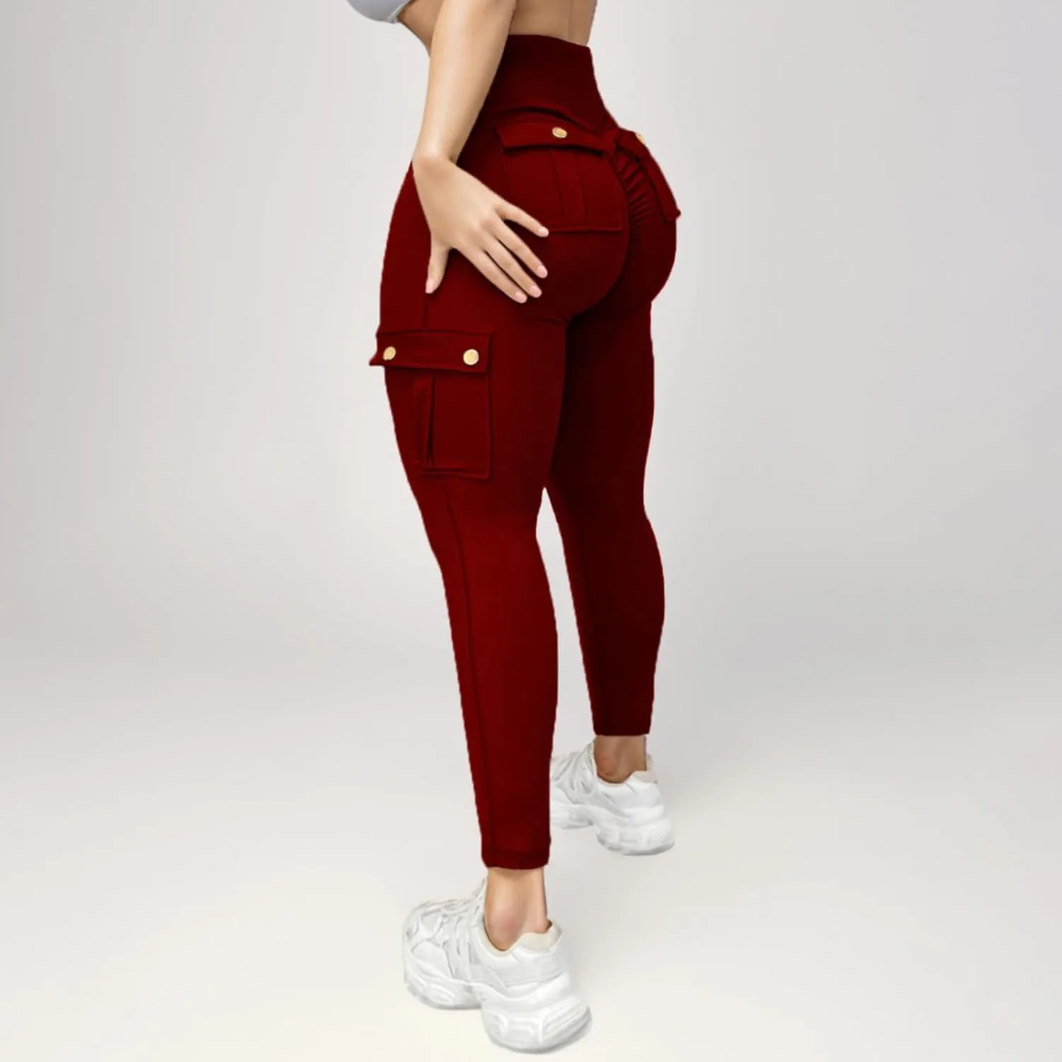 Womens Cargo Leggings High Waist Tummy Control Workout Yoga Pants Slim Fit Stretch Cargo Pants with Pockets 2025