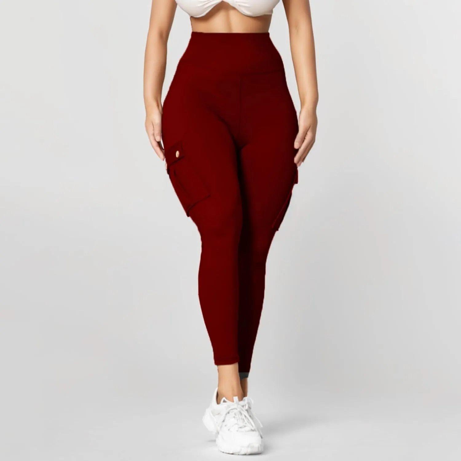 Womens Cargo Leggings High Waist Tummy Control Workout Yoga Pants Slim Fit Stretch Cargo Pants with Pockets 2025