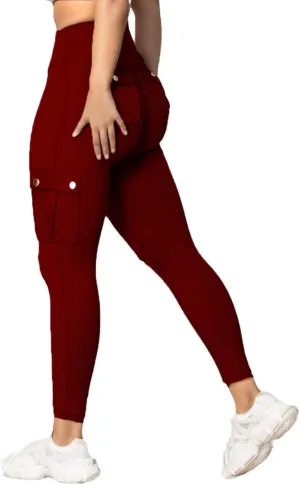 Womens Cargo Leggings High Waist Tummy Control Workout Yoga Pants Slim Fit Stretch Cargo Pants with Pockets 2025