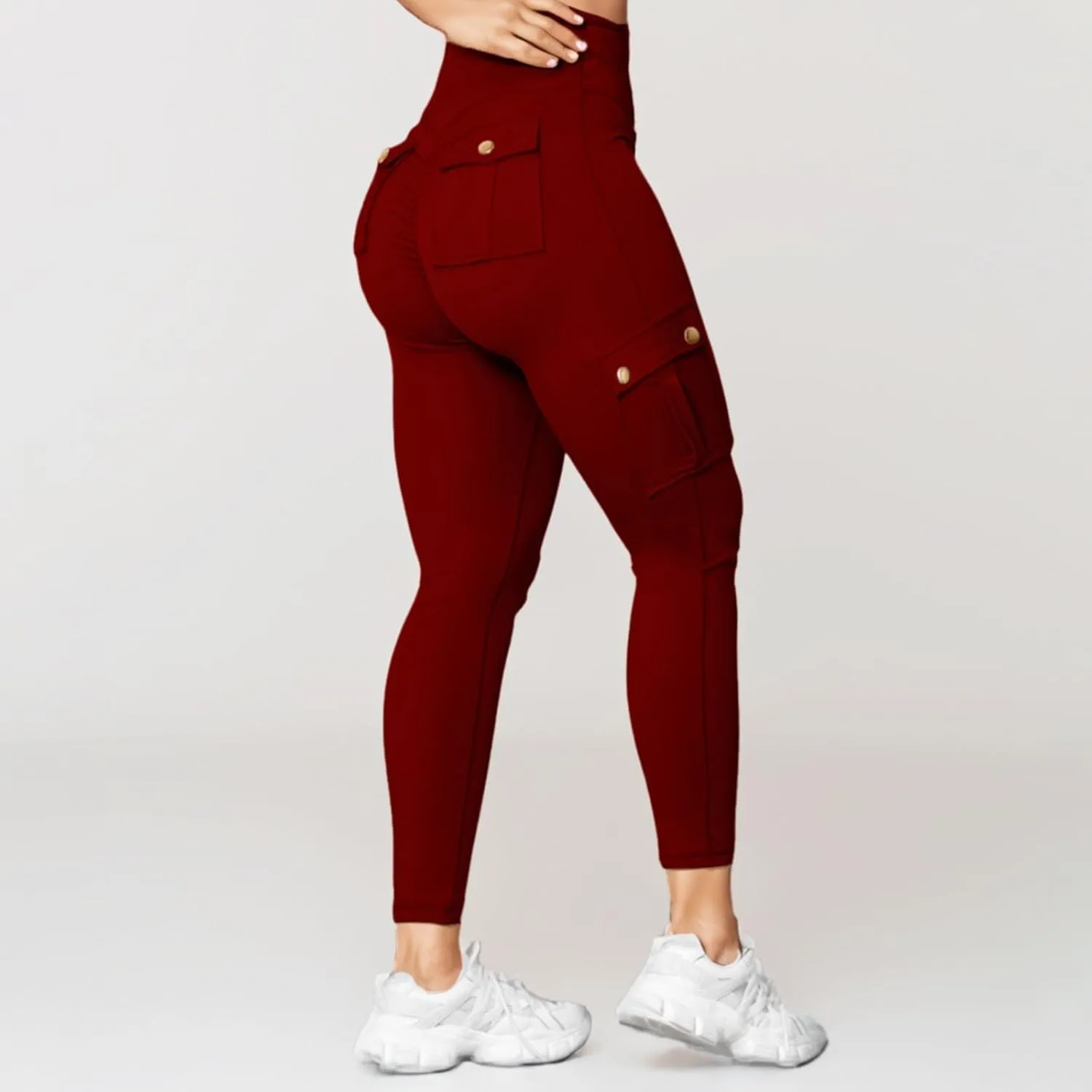 Womens Cargo Leggings High Waist Tummy Control Workout Yoga Pants Slim Fit Stretch Cargo Pants with Pockets 2025