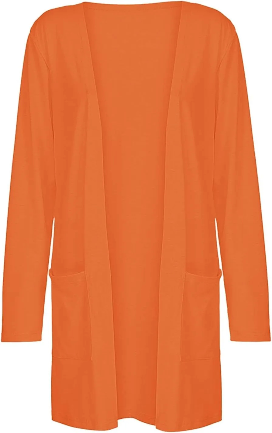 Womens Casual Lightweight Long Sleeve Cardigan Soft Drape Open Front Fall Dusters Sweaters Outwear Coat with Pockets