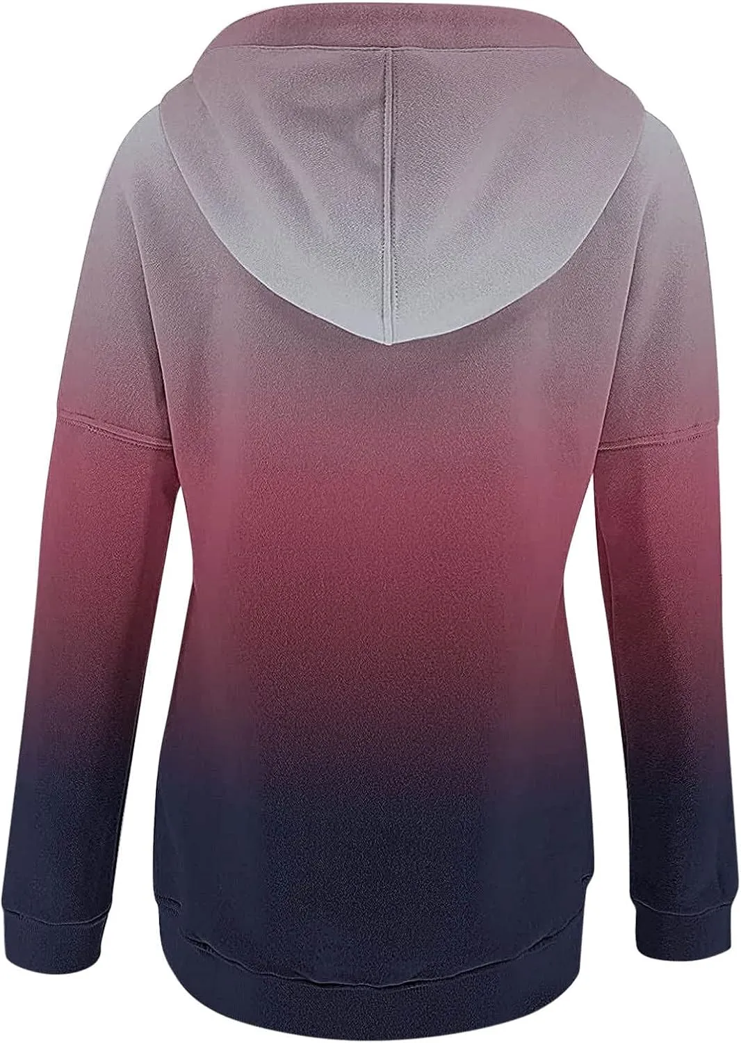 Women's Casual Long Sleeve Hoodies Color Block Button Down Hooded Drawstring Pullover Sweatshirt Tops with Pocket