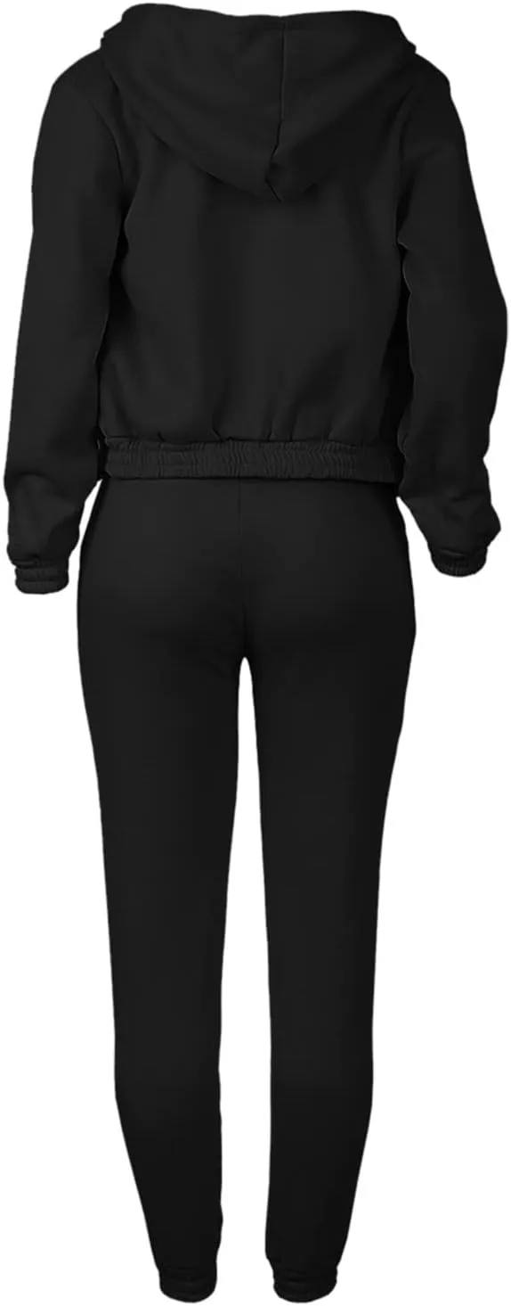 Women's Casual Tracksuit 3 Piece Outfits Sets Solid Color Zipper Hooded Sweatshirt Pants and Top Vest Jogger Outfits