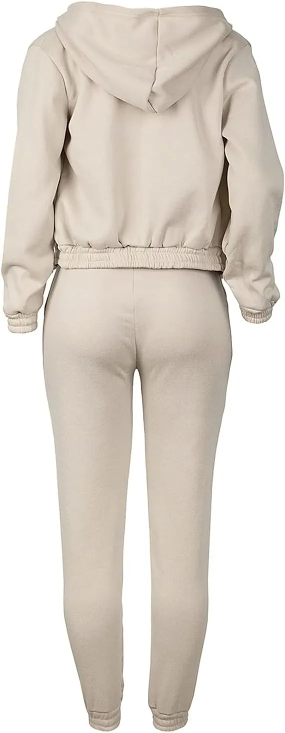 Women's Casual Tracksuit 3 Piece Outfits Sets Solid Color Zipper Hooded Sweatshirt Pants and Top Vest Jogger Outfits