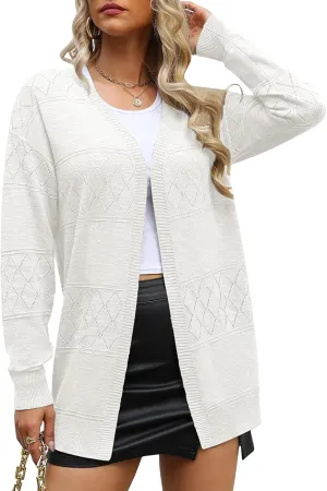 Womens Crochet Cardigan Lightweight Hollow Sweaters Trendy Drape Open Front Knit Cardigan Boho Summer Coverups