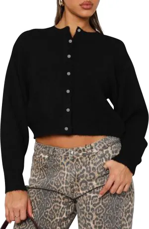 Womens Cropped Cardigan Sweater Open Front Button Down Shirts Long Sleeve Crop Tops Loose Fit Casual Outfits 2024