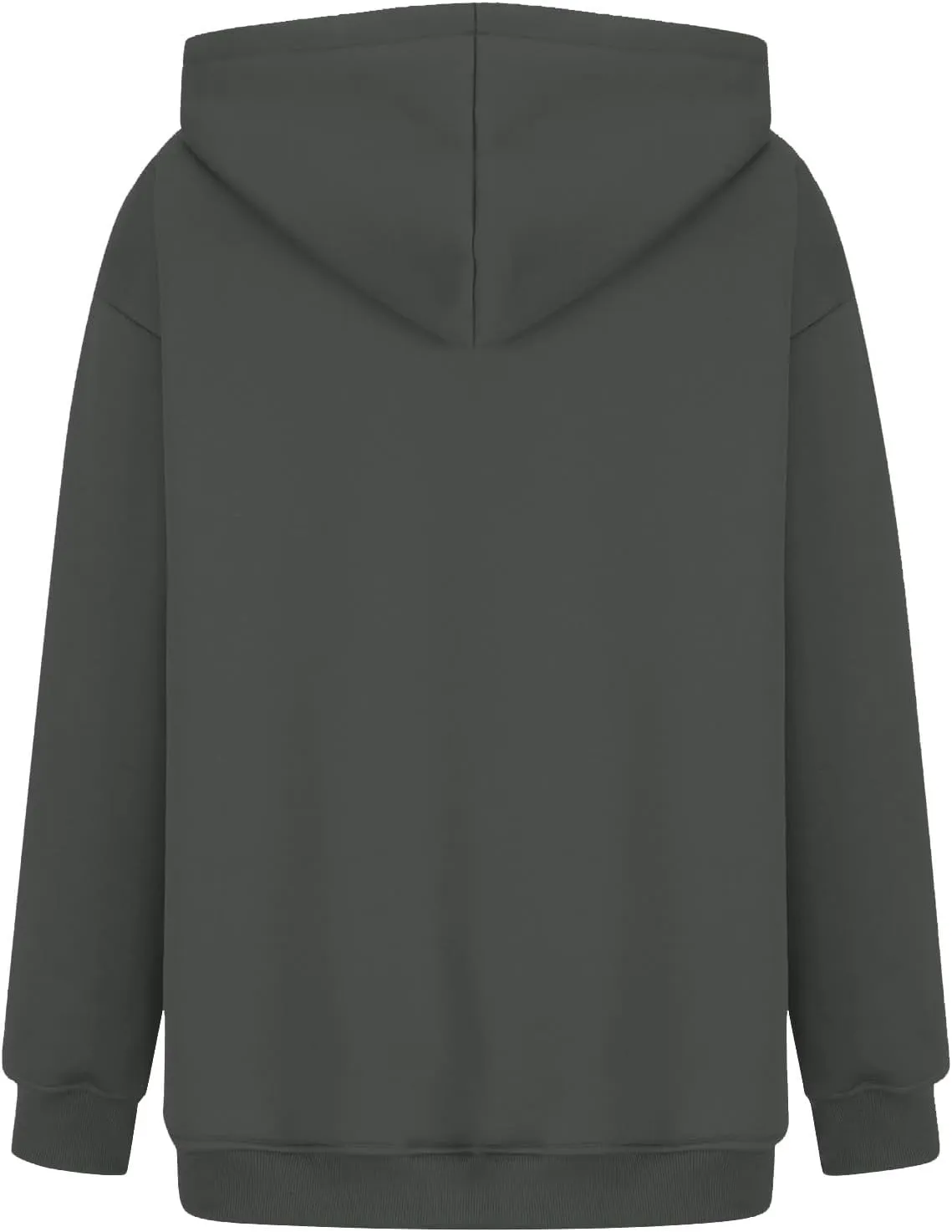 Women's Fall Casual Big Size Solid Color Classic Long Sleeve Hooded Sweatshirt Fashion Loose with Pockets