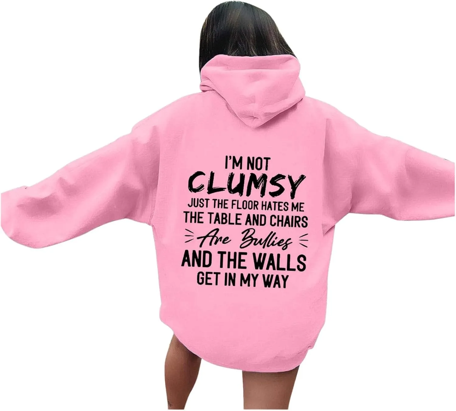 Womens Fashion Hoodies I'm Not Clumsy Print Long Sleeve with Pockets Casual Pullover Sweatshirt Tops 2024 Trendy Fall Clothes