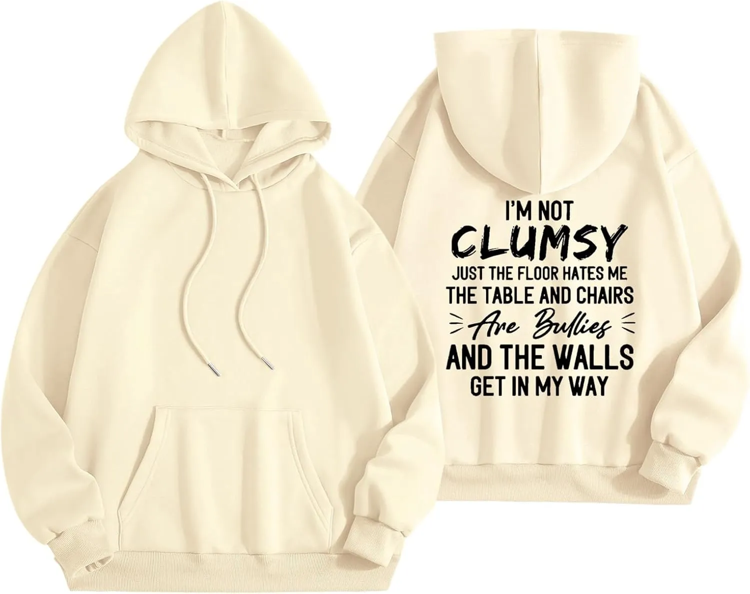 Womens Fashion Hoodies I'm Not Clumsy Print Long Sleeve with Pockets Casual Pullover Sweatshirt Tops 2024 Trendy Fall Clothes