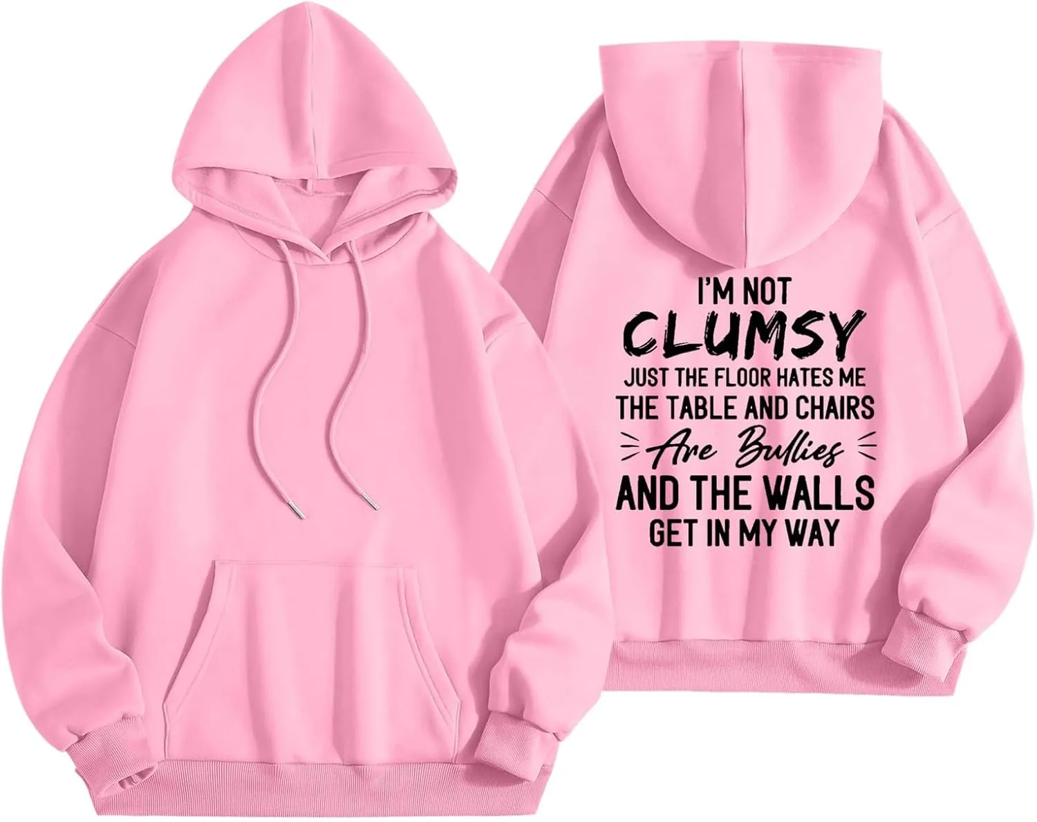 Womens Fashion Hoodies I'm Not Clumsy Print Long Sleeve with Pockets Casual Pullover Sweatshirt Tops 2024 Trendy Fall Clothes