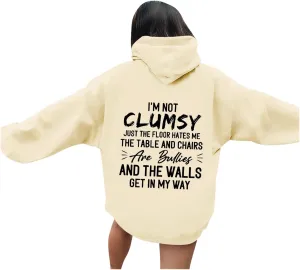 Womens Fashion Hoodies I'm Not Clumsy Print Long Sleeve with Pockets Casual Pullover Sweatshirt Tops 2024 Trendy Fall Clothes
