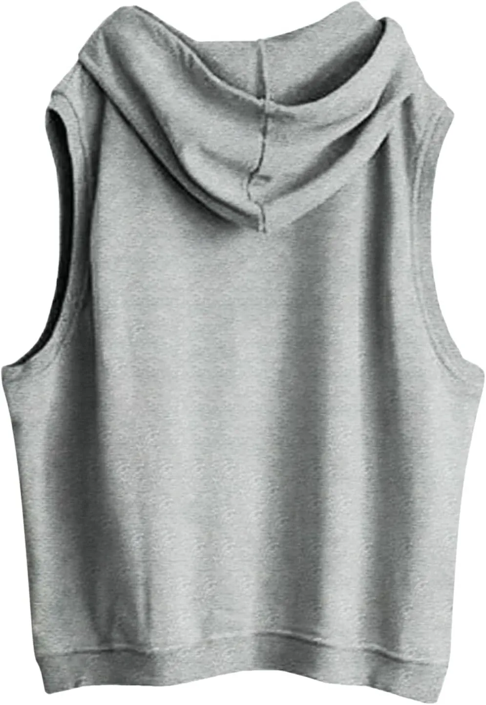 Women's Fashion Solid Hoodies Sweatshirts Sleeveless Drawstring Oversized Tops Loose Fit Pullover Shirts with Pocket