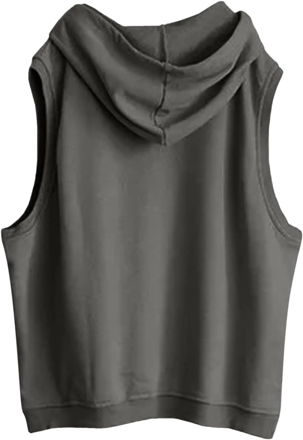 Women's Fashion Solid Hoodies Sweatshirts Sleeveless Drawstring Oversized Tops Loose Fit Pullover Shirts with Pocket