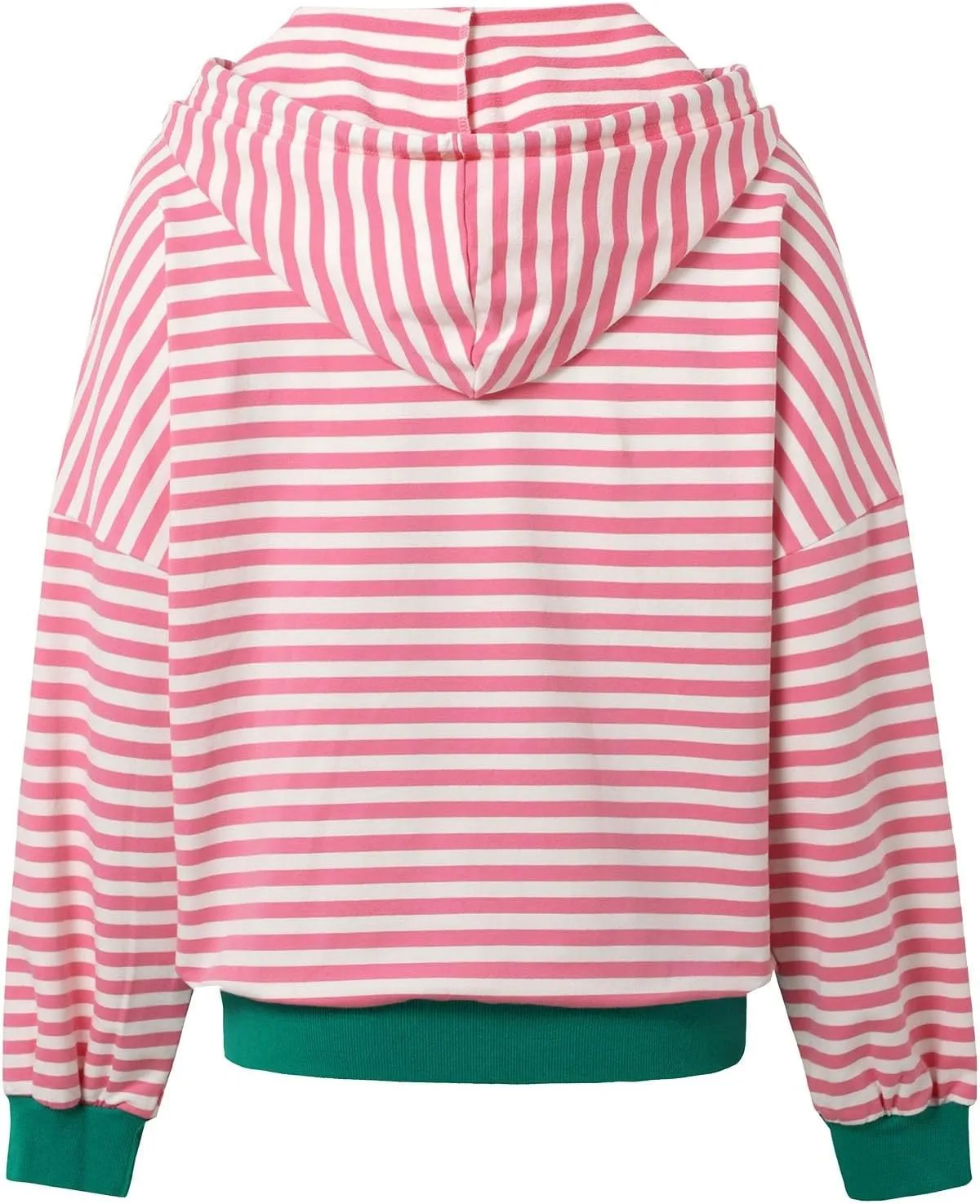 Womens Full-Zip Hoodie Sweatshirts Long Sleeve Striped Shirts Pullover Color Block Drawstring Fall Winter Tops Outfit