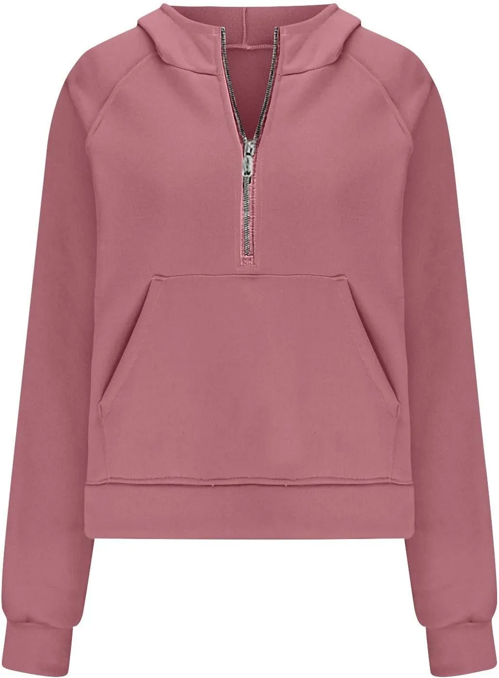 Women's Half Zip Up Hoodie Long Sleeve Hooded Sweatshirt Solid Color Oversized Sweatshirt Casual Sweaters for Trendy